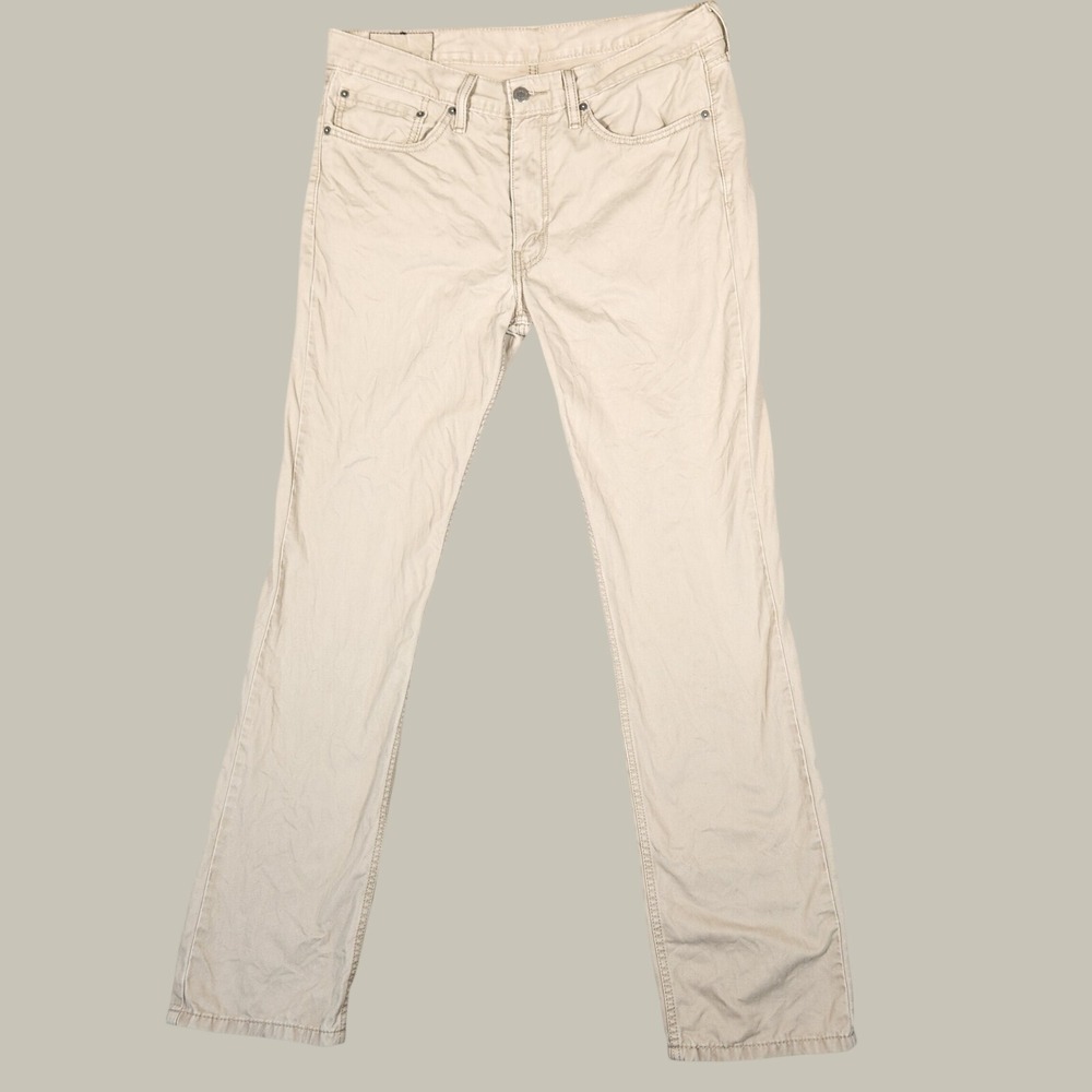 Levi's 514 Straight‎ Fit Pants Mens 34x34 Tan Khaki Excellent Cotton Twill